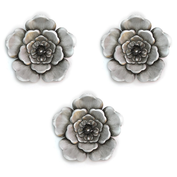 Alluring Silver Metal Wall Flowers