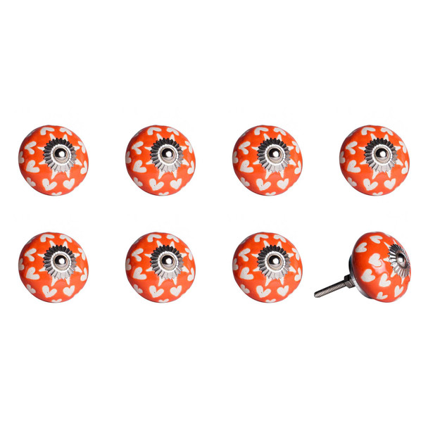 1.5" x 1.5" x 1.5" Hues Of Orange White And Silver Knobs 8 Pack