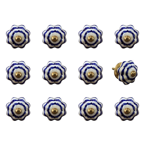 1.5" x 1.5" x 1.5" White Blue and Copper Knobs 12 Pack