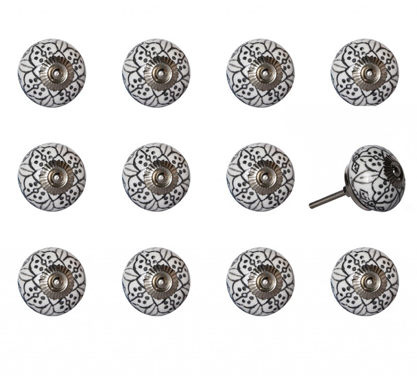 1.5" x 1.5" x 1.5" Black Gray and Silver Knobs 12 Pack