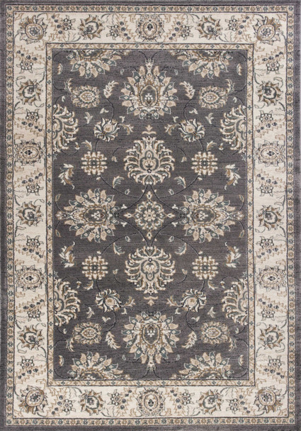 5' x 8' Grey or Ivory Floral Vines Bordered Area Rug