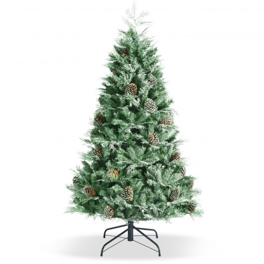 6ft Snow Flocked Artificial Christmas Tree with 715 Glitter PE and PVC Tips