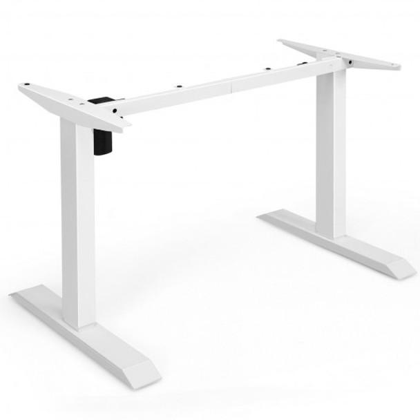 Electric Sit to Stand Adjustable Desk Frame with Button Controller-White