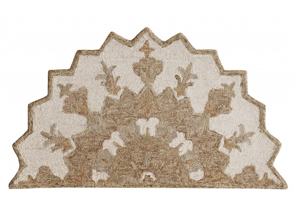 2 x 4 Tan Retro Modern Medallion Hearth Rug