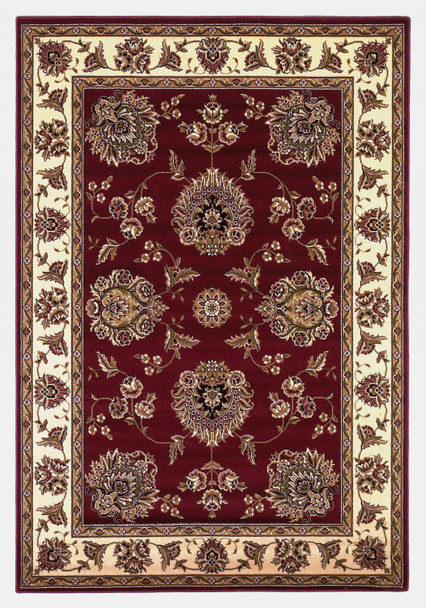 8'x11' Red Ivory Machine Woven Floral Traditional Indoor Area Rug