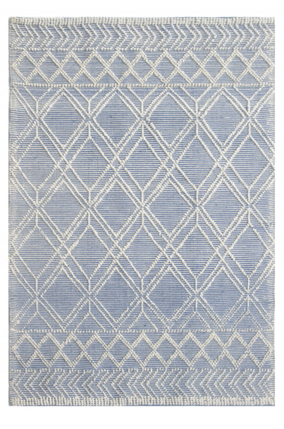 9 x 13 Blue Ivory Tribal Geometric Pattern Area Rug