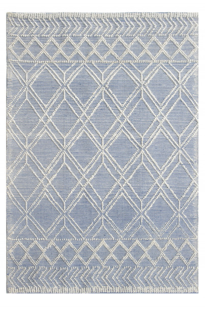 8 x 11 Blue Ivory Tribal Geometric Pattern Area Rug