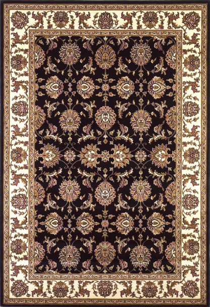 2'x3' Black Ivory Machine Woven Floral Traditional Indoor Accent Rug