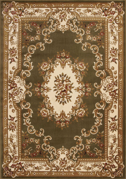2'x3' Green Ivory Machine Woven Hand Carved Floral Medallion Indoor Accent Rug - 353196