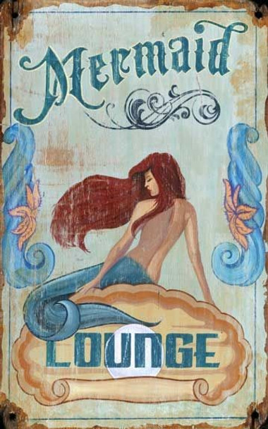 Vintage Mermaid Lounge Advertisement Wall Decor