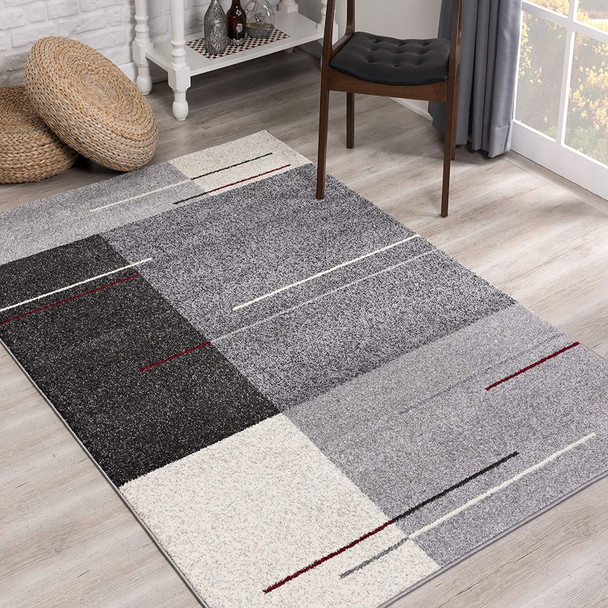 4 x 6 Gray Modern Geometric Area Rug - 390318