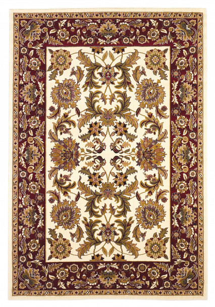 3'x5' Ivory Red Machine Woven Floral Traditional Indoor Area Rug - 353592