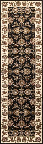 2' x 8' Black or Ivory Traditional Bordered Rug