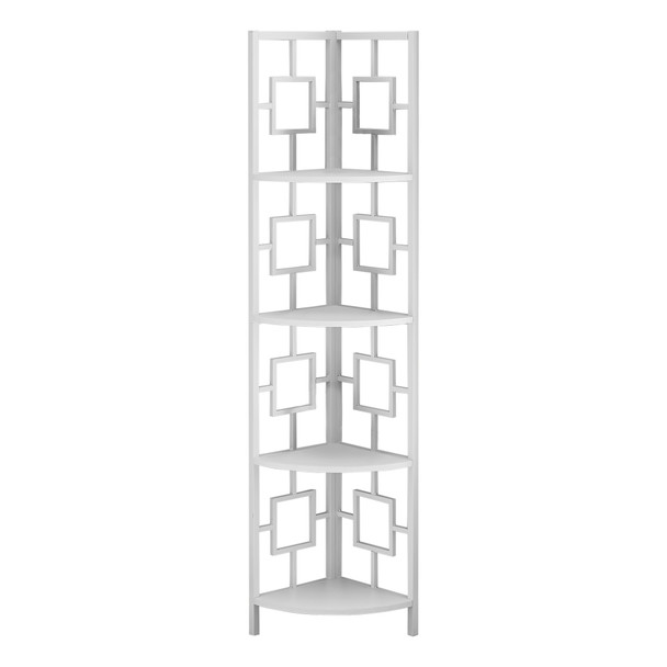 62" Bookcase WhiteandWhite Metal Corner Etagere with 4 shelves