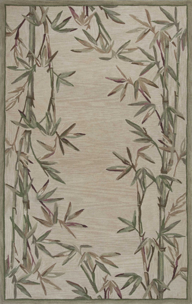 5'x8' Ivory Hand Tufted Bordered Bamboo Indoor Area Rug