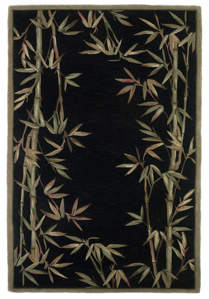 8'x10' Black Hand Tufted Bordered Bamboo Indoor Area Rug