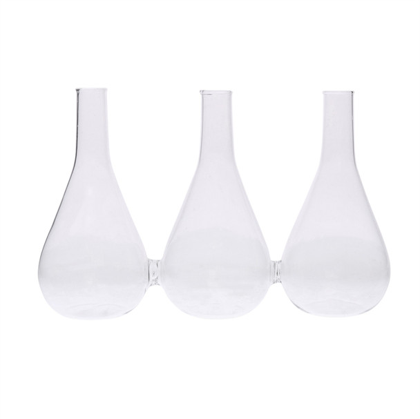 Trio Set of Three Joined Glass Posy Vases