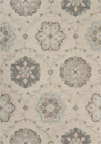 7 x 9' Ivory Intricate Floral Area Rug