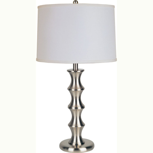 Contemporary Silver Table Lamp with White Shade