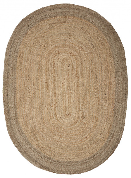 9 Natural Toned Oval Shaped Area Rug