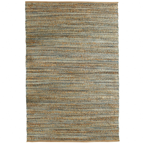 8 x 10 Blue and Natural Braided Jute Area Rug