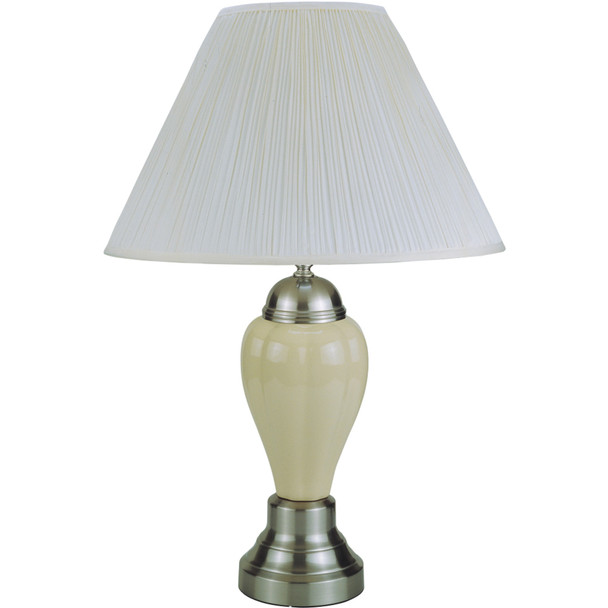 Silver and Ivory Table Lamp with White Shade