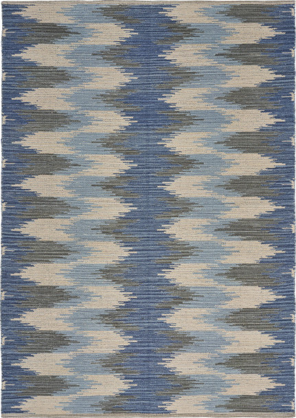 3 x 4 Blue and Cream Ikat Pattern Area Rug