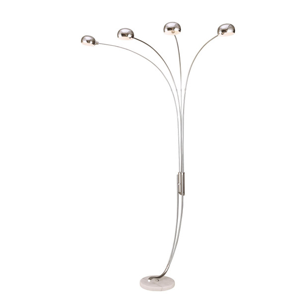 Four Light Curved Silver Floor Lamp