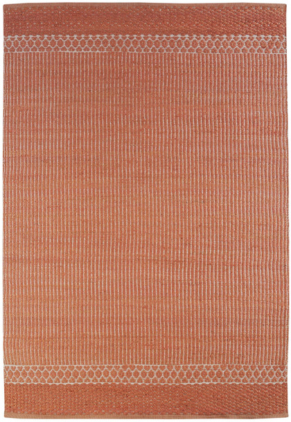 8 x 10 Orange and White Thin Striped Area Rug