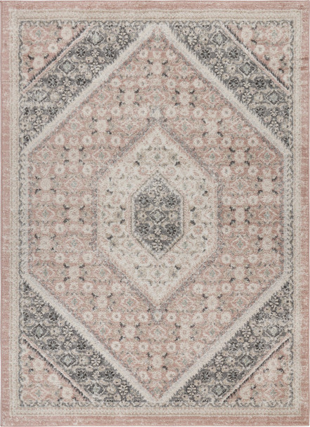 8 x 10 Gray and Soft Pink Traditional Area Rug
