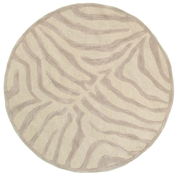 5 Round Taupe Zebra Pattern Area Rug