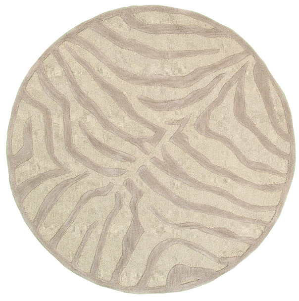 3 Round Taupe Zebra Pattern Area Rug