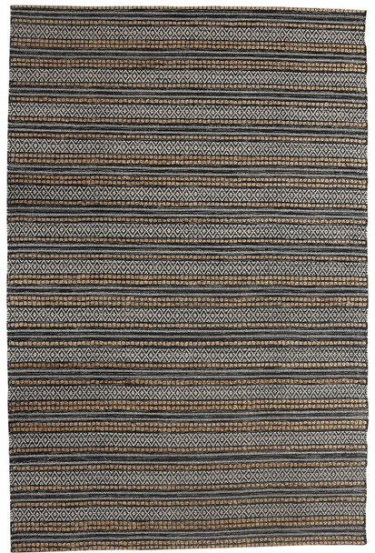 8 x 10 Black and Tan Decorative Striped Area Rug