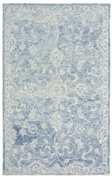 5 x 8 Blue and Ivory Interlacing Vines Area Rug