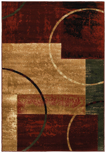 5 x 7 Red and Brown Geometric Area Rug