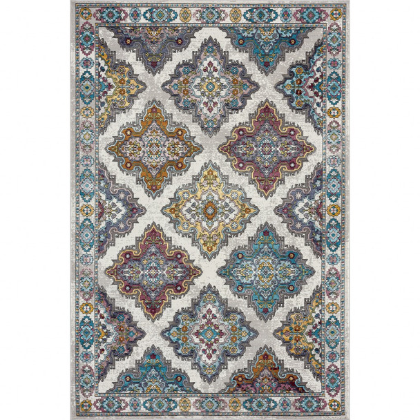 5 x 8 Blue Traditional Floral Motifs Area Rug