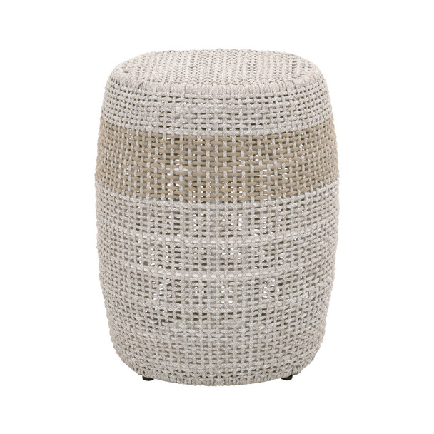 Taupe and White Woven End or Side Table
