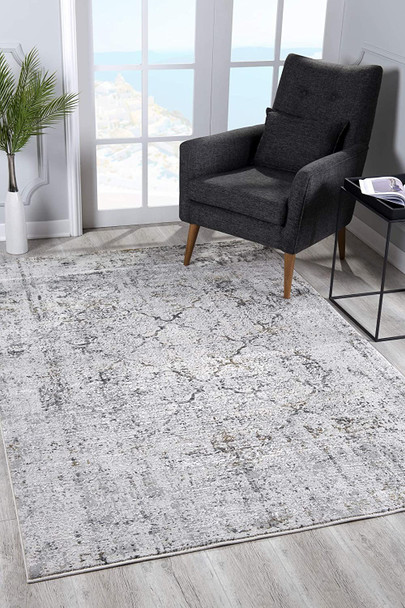 7 x 10 Gray and Ivory Abstract Distressed Area Rug - 393225