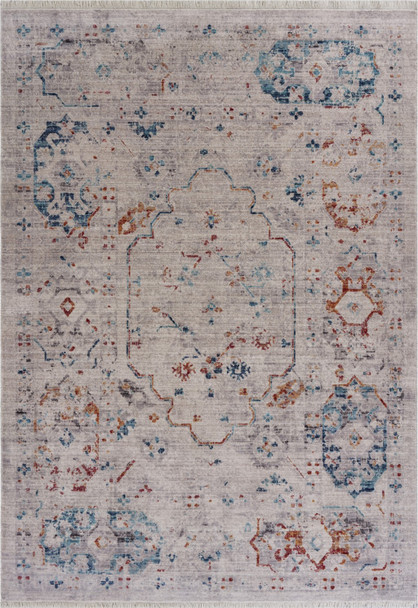 9 x 12 Blue and Beige Flor Medallion Area Rug