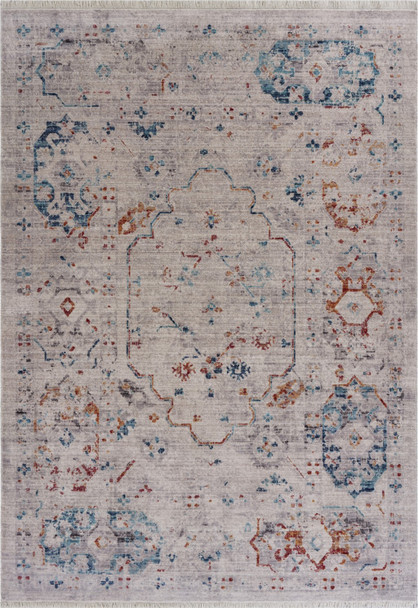 5 x 8 Ivory Distressed Floral Area Rug