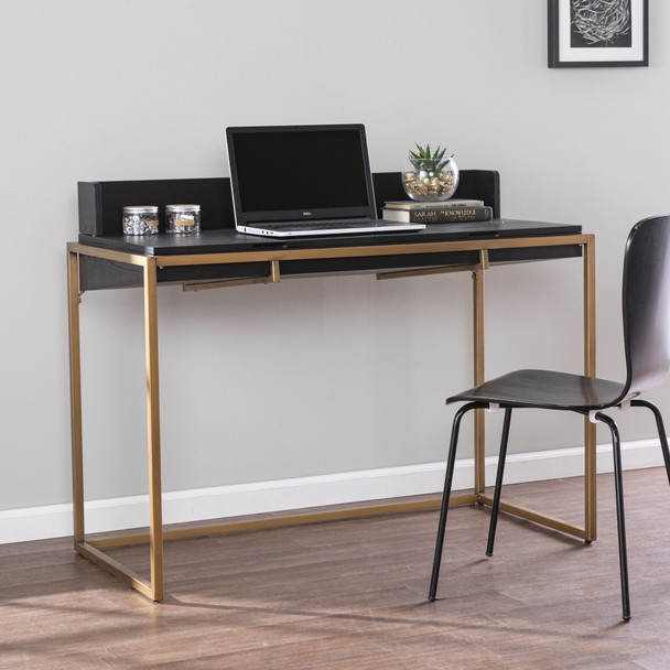 Modern Farmhouse Maple and Black Lift Top Adjustable Desk