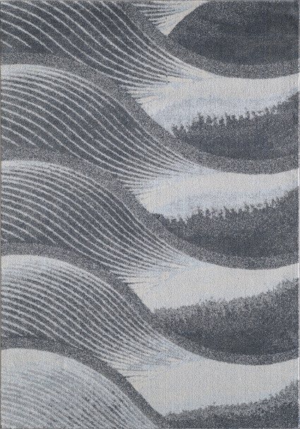 7 x 10 Gray Blue Abstract Waves Modern Area Rug