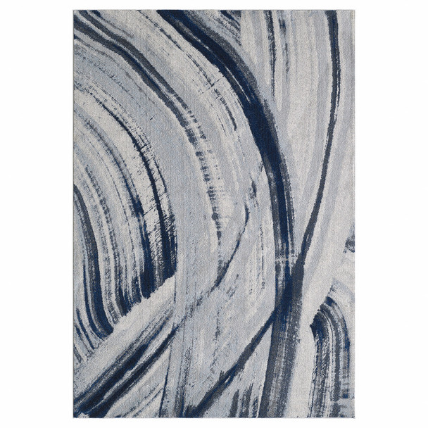 3 x 5 Navy Ivory Abstract Strokes Modern Area Rug