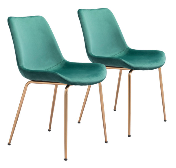 Tony Dining Chair (Set of 2) Green amp; Gold