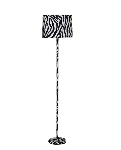 59 Mod Black and White Faux Zebra Floor Lamp