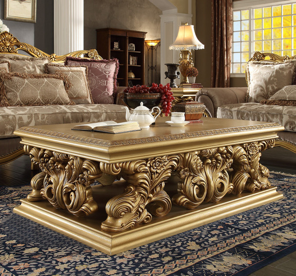 HD-8016 Bright Gold Traditional Coffee Table