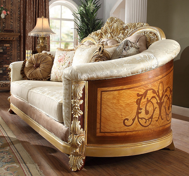 HD-821 Cedar Red With Gold Highlight Traditional Upholstered Loveseat