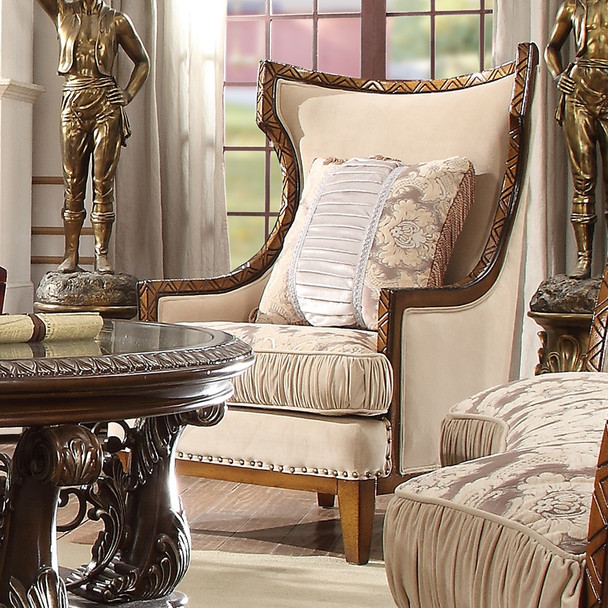HD-823 Dark Oak Traditional Upholstered Accent Chair