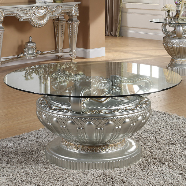 HD-905 S Silver 3-Piece Traditional Coffee Table Set