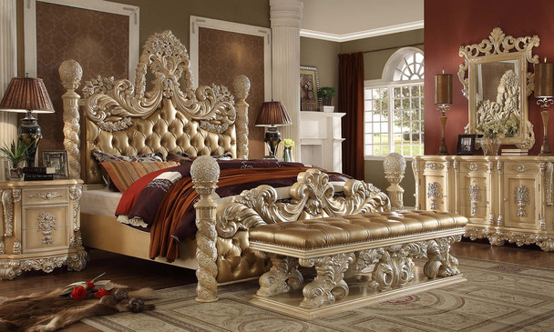 HD-7266 Pickle Frost With Silver Highlight Classic European Eastern King Upholstered Bed